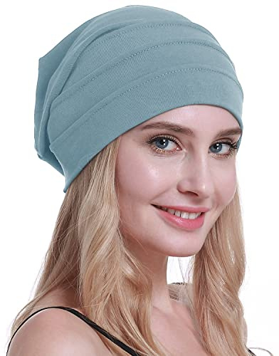 osvyo Cotone Chemo Cappelli Soft Caps Cancro Copricapo per le donne perdita di capelli sigillati imballaggio, BLU CHIARO GRIGIO, Taglia unica