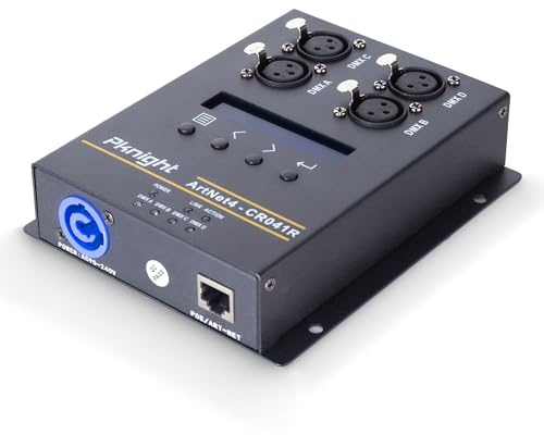 Pknight ArtNet DMX Ethernet Lighting Controller Interface, Truss-mount, 4-Universe Bidirectional Art-Net to DMX512 Node, PoE (No RDM)