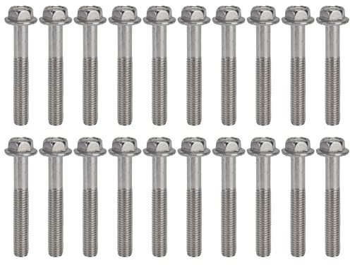 Schrauben- und Muttern-Satz 20 Stück M10 x 1,5 Schraubbolzen A2-70 Edelstahl-Flansch-Sechskantschraube mit Dichtung Din6921 Sechskantschraube mit Unterlage(M10*65)