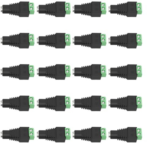 OXZEEWEE 20 PCS Female DC Power Connectors, 12V DC Barrel to Screw Terminal Jack Adapter Connectors 5.5mm x 2.1mm for Led Strip, CCTV Security Camera Cable Wire Ends Plug Barrel Adapter