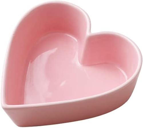 Cute Heart Shaped Ceramic Bowl Salad Bowl Dessert Bowl Snack Bowl. (5 Inch,Pink)