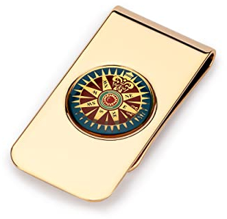 NKlaus Geldscheinklammer Kompassrose Messing Gold 5 cm x 2,5 cm Geldklammer Money Clip 11535