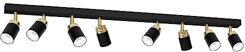 Licht-Erlebnisse Deckenspot lang 110 cm Metall 8-flammig GU10 Schwarz Gold Modern Spot Lampe Deckenstrahler Wohnzimmer