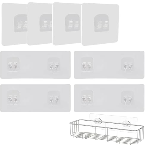 ZEACCT 8 Pezzi Ganci da Parete a Doppia Faccia, Doccia Gancio Adesivo Bagno, Gancio Adesivo Trasparente da Parete, Gancio Impermeabile Senza Cuciture, Ganci Singoli e Doppi, per Bagno Cucina