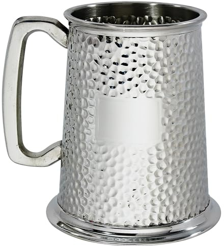 Zinn Krug 1 Pint Komplett Gehämmerte Oberfläche mit Gravurfläche Rein Schwer Messgerät Bier Krug Möglich für Gravur Personalisierte Geschenke für Männer und Frauen