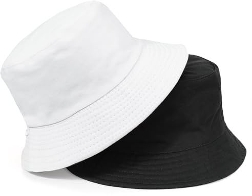 TAGVO Hatt unisex stor vändbar bomull fiskare solkeps dubbelsidig hatt för semester fiske vandring 58–64 cm, Vit-svart, XL