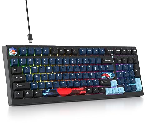 iTastatur 96% per tastiera programmabile, 99 tasti cablati sostituibili a caldo RGB tastiera meccanica da gioco con interruttori silenziosi pre-lubrificati per Mac/Win (blu scuro)