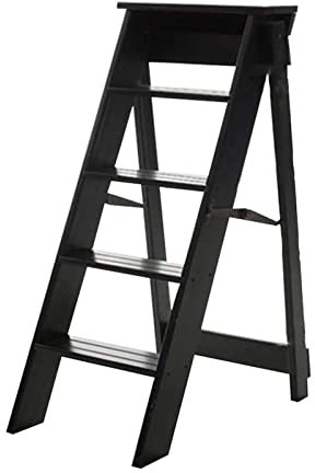 GLJTUO Escabeau pour Adultes, Tabouret Pliant À 5 Marches, Chaise D'Escalier Multifonction, Montée Intérieure pour Bureau, Cuisine, Bibliothèque, Noir
