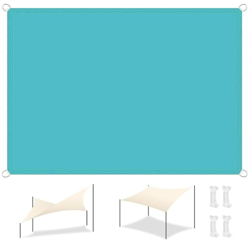 Tenda a Vela Ombreggiante Rettangolare 3 x 4 m,Antivento, Alta Protezione Solare, Pes Protezione UV 98%, Telo Ombreggiante Frangivista Rete,Per Esterno, Giardino, Terrazza, Blu Cielo