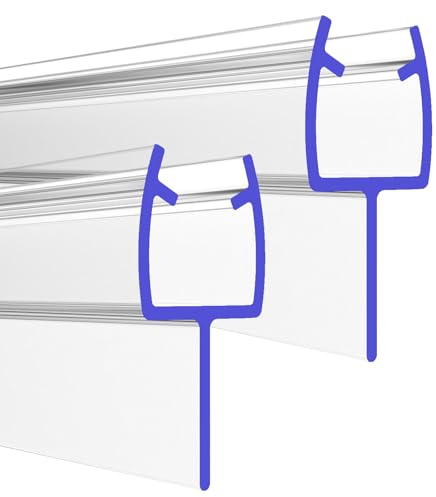 PRIOstahl Duschdichtung Dichtung mit Gummilippe Dichtungsprofil - 2 x Transparente Duschtürdichtung für Glasstärke: 8 mm Länge: 1 Meter Wasserabweiser für Duschtüren Glastüren Duschwand Bad