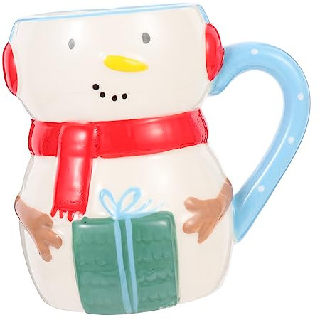 CAXUSD Weihnachten Schneemann Keramik Tasse Wasser Becher Handheld Design Festliche Kaffee Becher