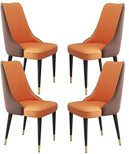 Moderne Esszimmerstühle aus Mikrofaser-Leder mit stabilen Beinen aus Karbonstahl, bequemer Loungesessel für Wohnzimmer, Büro oder Esszimmer, Kaffeefarbe
