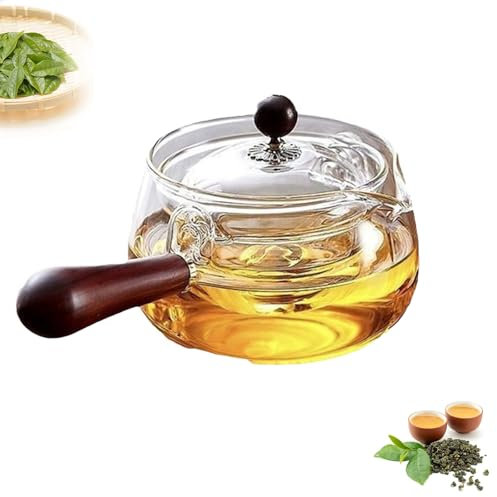 POGOAO 360 Rotation Glass Teapot, 550ml Split Tea Kettle with Infuser, Detachable Loose Tea Brewing Pot, Creative Tea Maker, Kongfu Teaware, Smasll Blooming Teapot for Home, Offices(Clear)