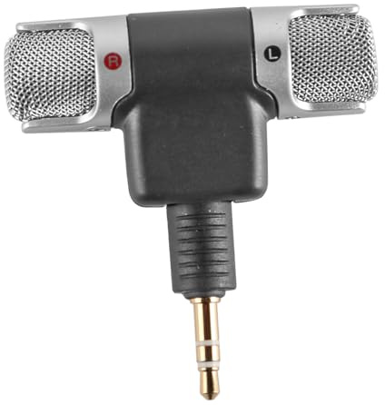 Ieron Mini Microfono Stereo a condensatore per trasmissioni in Studio Connettori placcati in Oro da 3,5 mm per PC, Laptop e Registrazione Tramite Telecamera