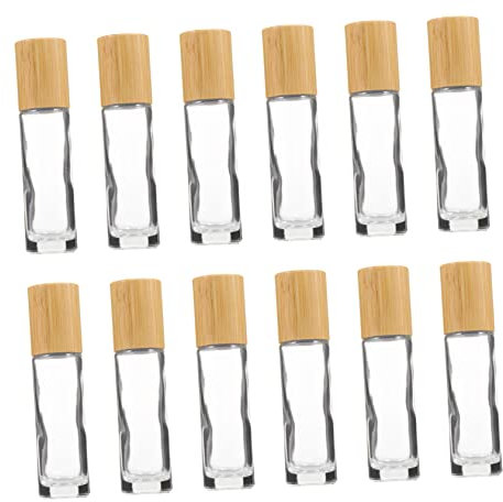 Beaupretty 12pièces Bouteilles Verre Roll Couvercle Rechargeables Pour Huiles Essentielles Et Flacons Vides Pratiques Et Réutilisables