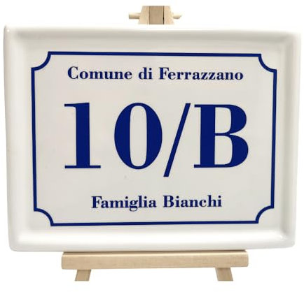 Numero Civico Personalizzato per Esterno - Ceramica cotta a 900°, Made in Italy Colori Indelebili e Resistenti - Disponibile su varie misure (Ceramica, Rettangolare in Rilievo, 13x18 cm)