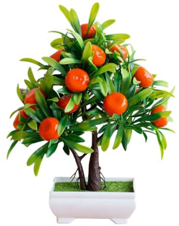 MAGICLULU Künstlicher Obstbaum Bonsai Baum Simulation Drinnen Lebensecht Gefälscht Zwerg Realistisch Groß Künstliche Obstbaum-Bonsai Für Eingetopft Kunstfruchtdekoration Orangenbaum Plastik