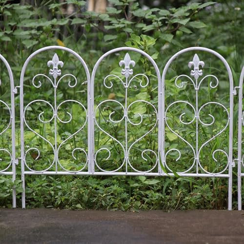 Lot de 4 clôtures de jardin en métal 220 x 50 cm pour animaux de compagnie, bordure décorative pour jardin, terrasse, pelouse, bordure de jardin blanche