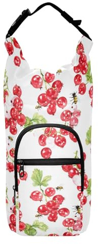 Linqin - Soporte para botella de agua blanca con grosella roja, elegante bolsa de transporte para botella de agua, soporte para cinturón para botellas de 20/24/32/40 onzas
