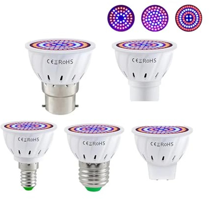 JOJIDE Pflanzenlampe, LED Wachsen Volllampe E27 E14 GU10 MR16 Gewächshaus Hydrokulturlampe Wachsen Licht for Zimmerpflanzen Phyto Blumenlampe(MR16_60LEDS-2PCS)