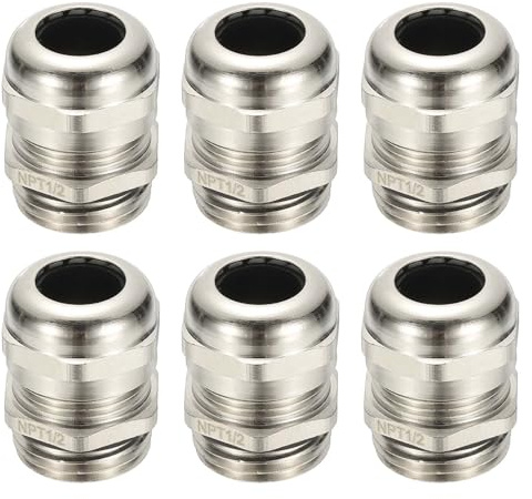 PATIKIL Waterproof Electrical Cable Glands, NPT1/2 6 Pcs 1/4-15/32 Nickel-Plated Brass Cord Grip Electric Wire Connector Wire Protector for Outdoor Cable Box Enclosure Junction Box