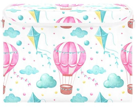 Sevdomey Contenitori per palloncini ad aria calda, con coperchi e maniglia per il trasporto, contenitori pieghevoli per casa, camera da letto, armadio, ufficio, asilo nido