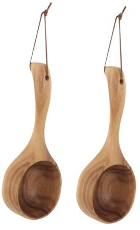 ULTECHNOVO 2piezas Pala para Agua De Baño De Madera Mango Cuchara Práctica para Champú Cucharón Multiusos para Sauna y Baño