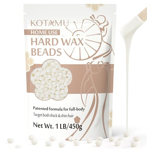 KOTAMU Wax Beads for Women& Men Full Body Thick &Thin Hair Removal, 450g Unscented Hard Waxing Beads Organic Wax Beans for Sensitive Skin Face Eyebrows Armpit Legs Bikini Brazilian Home Waxing