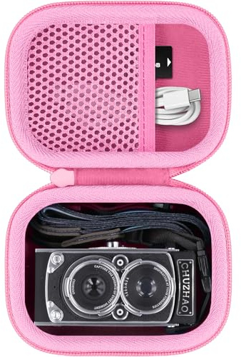 Baval Camera Case for CHUZHAO Vintage Mini Digital Camera,Compatible with Portable TLR Style Retro Compact Small Pocket Autofocus Camera(Pink Case)