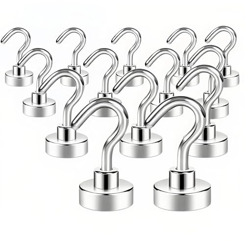 Crozgan Ganci magnetici, resistenti e resistenti, in Neo-DYM-Ium, ganci magnetici per crociere, cucina, frigorifero, appendere, soffitto, grill (14 pezzi, 16 mm)