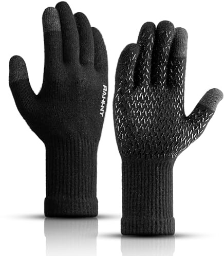 Rahhint Guanti Lana Touch Screen Invernali Antiscivolo Termici Donna Uomo Lightweight Freddo Sottili Running Smartphone