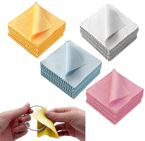 COYUN 40 Pièces Chiffons De Nettoyage De Bijoux, Chiffons De Nettoyage Double Face, Accessoires De Soins De Bijoux, Nettoyage Bijoux， Outils De Nettoyage De Bijoux, Mini Chiffons De Nettoyage