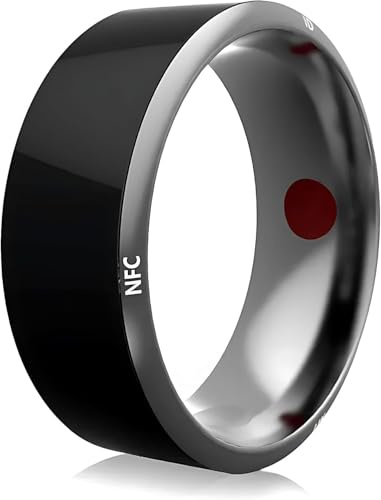 Anillo inteligente NFC, anillo de dedo universal portátil con chip NFC ultra sensible, intercambio de datos, no necesita batería, multifuncional para teléfonos inteligentes, tamaño 8