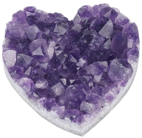 TOYANDONA Decorazione Cristallo Naturale di Quarzo Viola Forma di Cuore Ornamento da Tavolo Medio Pietra Naturale Quarzo Viola per Casa Ufficio e Regalo Scultura Cristallo Purificante
