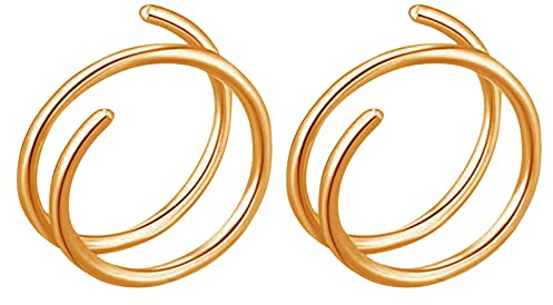Doppel-Piercing für Piercing, Spirale, Ring, Nostril, Nase, Doppelring, für Mädchen, für Frauen, Hoop Piercing, Schmuck, für Nase, Nase, Nase, Reifen, Nase, Schmuck, Hula Hoop (Gold, Einheitsgröße)