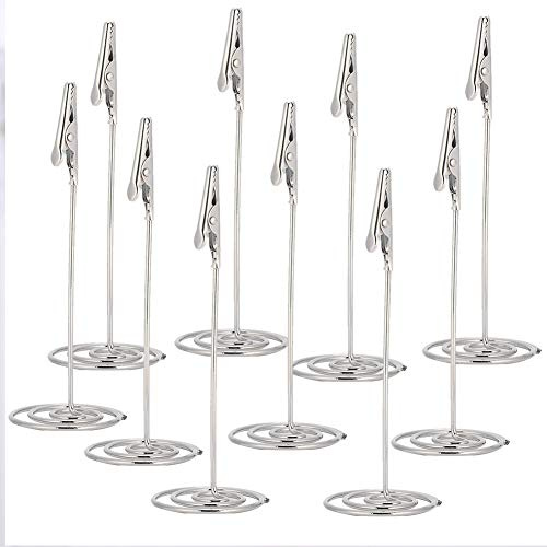Silber 10 Stück 11,5 cm Metall-Tischkarten-Clips, robuster Karbonstahl, galvanisiert, Foto-Notiz-Visitenkartenhalter für Büro, Hochzeit, Heimdekoration