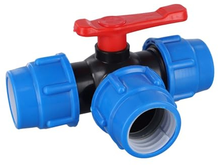 Opatiny PE 3-Way Ball Valve 20/25/32/40/50mm, DN15-DN50 Plastic Water Flow Control Valve for Household and Industrial Use, No Welding Required