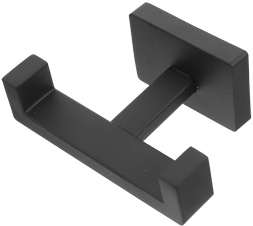 SOPOTUTU Gancio Appendini da Parete Doppio in Acciaio Inossidabile 304 Nero Quadrato Porta Accappatoi Cappelli e Chiavi per Bagno e Ingresso Design Moderno e Resistente