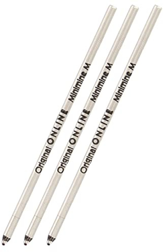 3x Multifunktions-Kugelschreiberminen D1-Format Strichstärke M (mittel) von Online, auch für Lamy, Rotring, Schneider, Cross etc, Internationale Standard Mine, dokumentenecht, Schreibfarbe schwarz