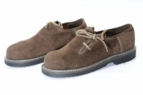 lederhosen4u Oktoberfest Lederhosen Haferl Shoes in Dark Brown Suede Leather, 11