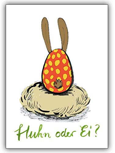 Anja Vogel Im 5er Set: Die Osterkarte: Das lustige Osterhasen Ei: Huhn oder Ei? • hochwertige Glückwunschkarten mit Umschlägen zu Ostern, Ostergrüße, Osterkarten