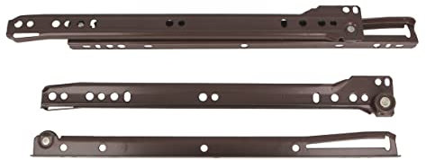 Amig - Set di 2 guide scorrevoli metalliche con ruote - binari per cassetti mobili, cassettiere o armadi - acciaio - Colore marrone - Resistenza di carico: 18 kg/coppia - Misure: 300 mm