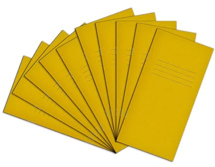 Rhino 8 x 4 Exercise Books, 32-Page / 8mm Lined Paper Notebook, 10-Pack, Writing Book, Office & School Stationery Supplies, Yellow