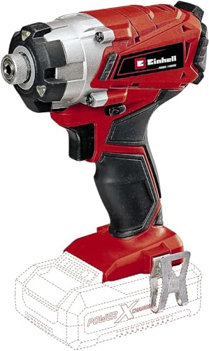 Einhell Power X-Change 140Nm Cordless Impact Driver - 18V, 2300 RPM, 1/4 Hex Bit Mount, LED Light - TE-CI 18/1 Li Solo Battery Powered Impact Drill (Battery Not Included), Red
