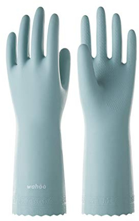 LANON Protection wahoo Skin-Friendly Dishwashing Cleaning Gloves, Dishwashing Kitchen Gloves with Cotton Flocked Liner, Non-Slip, Surf Spray, Large