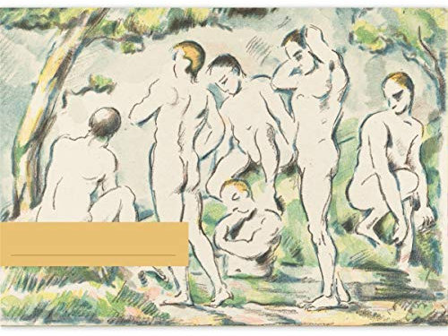 4 Frischer DIN A3 Malblöcke Motiv Paul Cézanne: Die Badenden 1897 • Malblock Zeichenblock Skizzen-Block 25 Blatt blanko, kopfverleimt, Qualitäts-Papier 100g/m² - für Schule, Basteln, Hobby