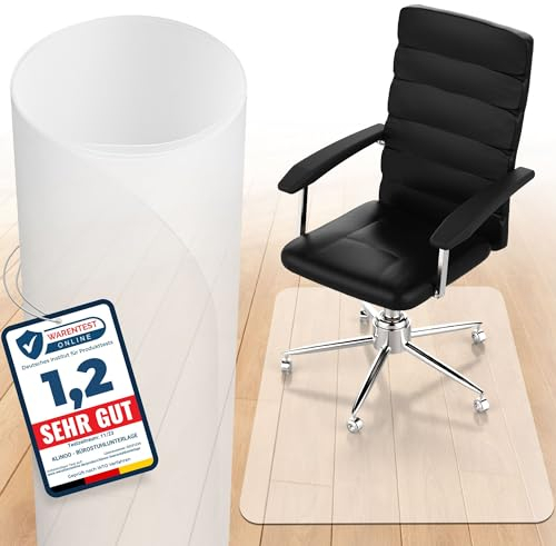 Bodenschutzmatte | Bürostuhl Unterlage in milchweiß | rutschfest und Kratzfest | Made in Germany (90x120cm)