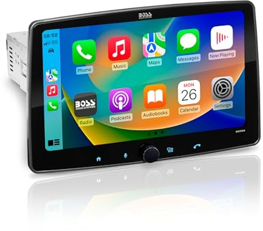 Boss Audio Systems Estéreo para automóvil BCPA9: Apple CarPlay, Android Auto, DIN Simple, Pantalla táctil de 9 Pulgadas, Bluetooth, sin Reproductor de CD y DVD, Receptor de Radio Am/FM