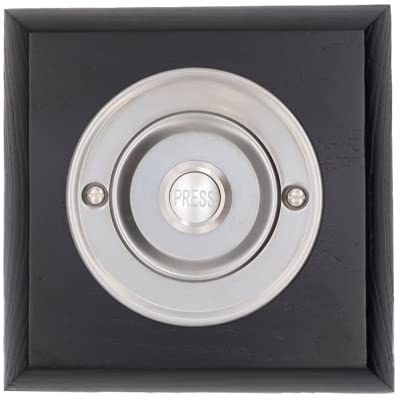 Modern Living Square Wireless Doorbell in Black Ash and Brushed Nickel - Nickel Press - Plug in F5R-Recordable