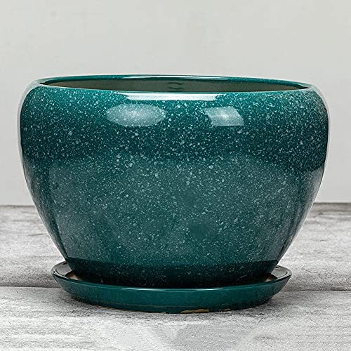 Macetero Extra Grande De Cerámica Verde Oscuro Brillante Y Macetas De Interior Y Exterior, Macetas De Cerámica, Macetas De Plantas Suculentas Y Macetas De Bonsái para Todas Las Plantas De Interior
